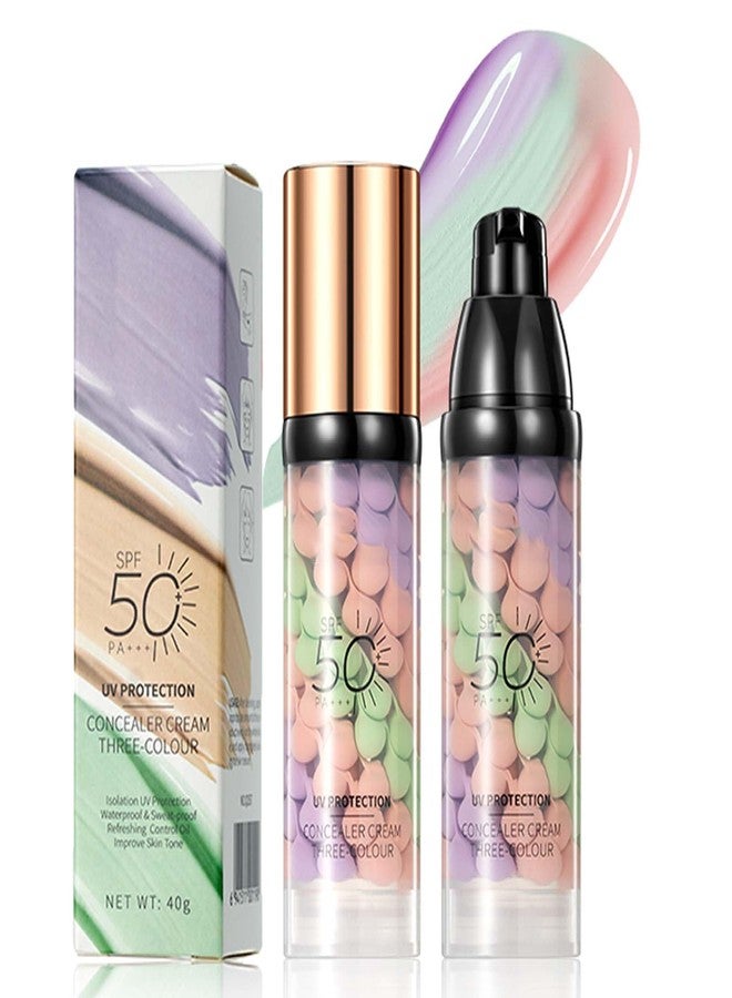 KTouler 2 Pack 3-In-1 Primer for Face Before Makeup,Hydrating One Step Color Corrector Face Primer,Tinted Sunscreen With SPF50+,Oil Control Waterproof Skin Tone Correcting and Brightening Sunscreen for Women - Image 1